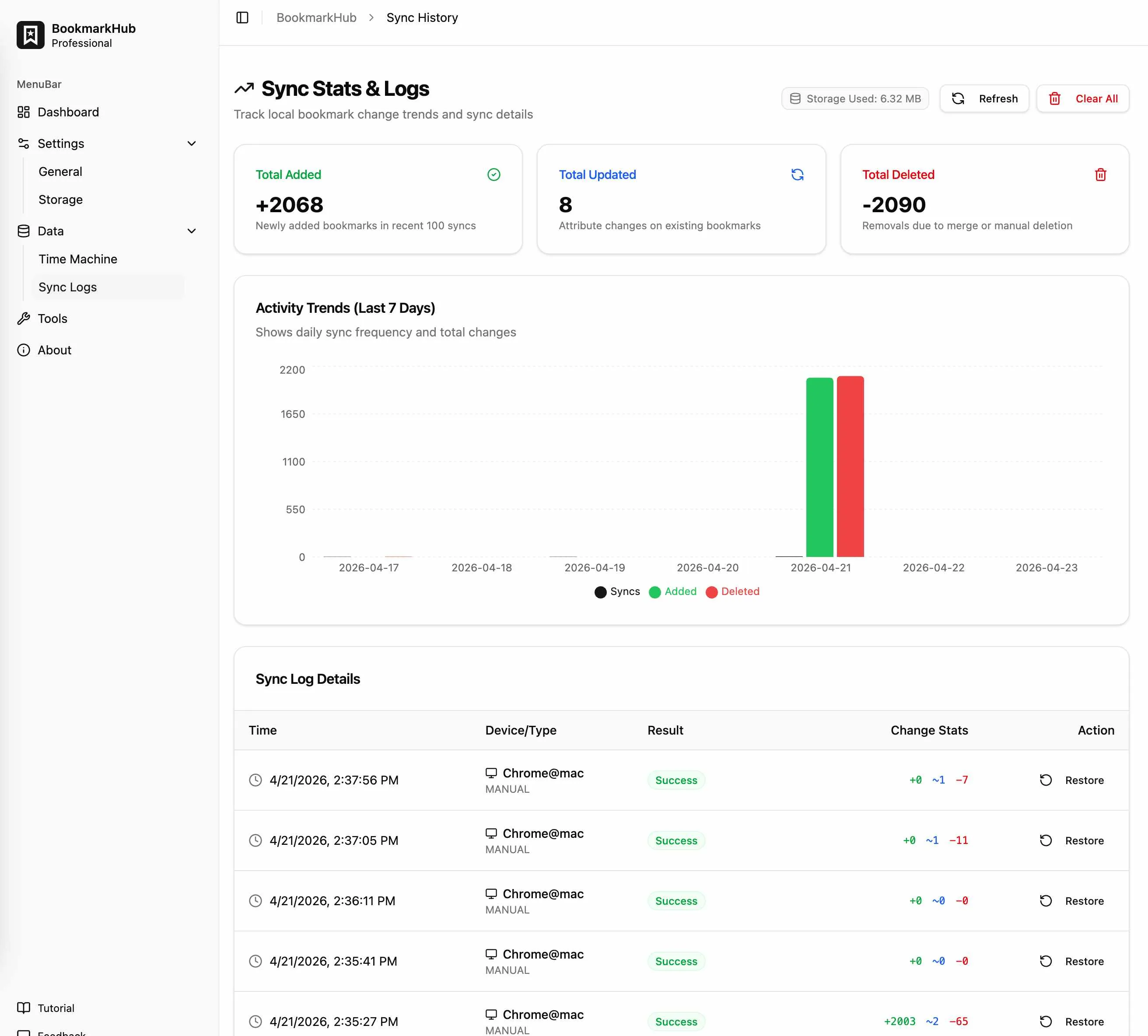 BookmarkHub Sync Logs